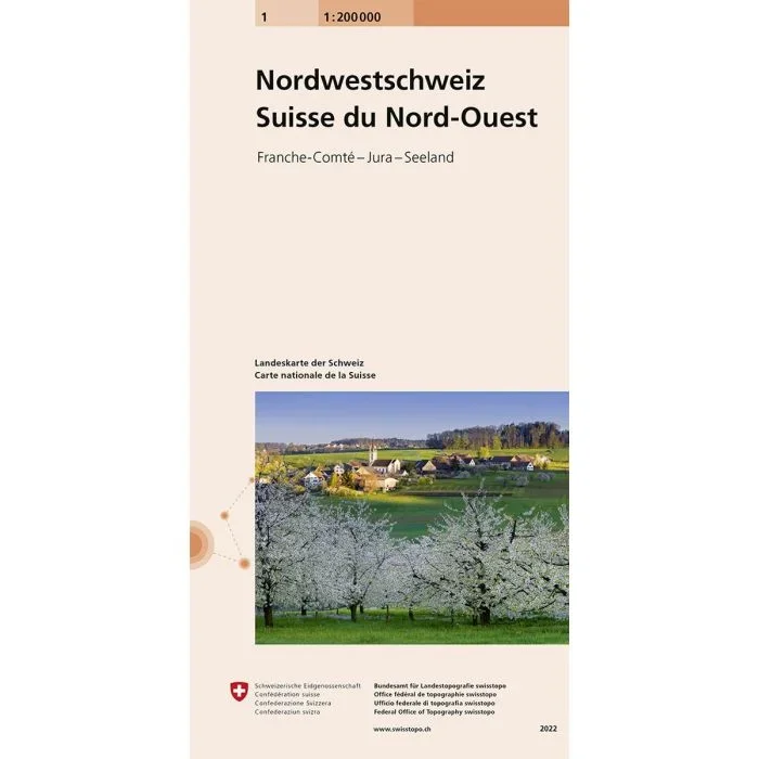 Switzerland North West – Franche-Comté – Jura – Seeland [1] Swisstopo National Map 1:200,000