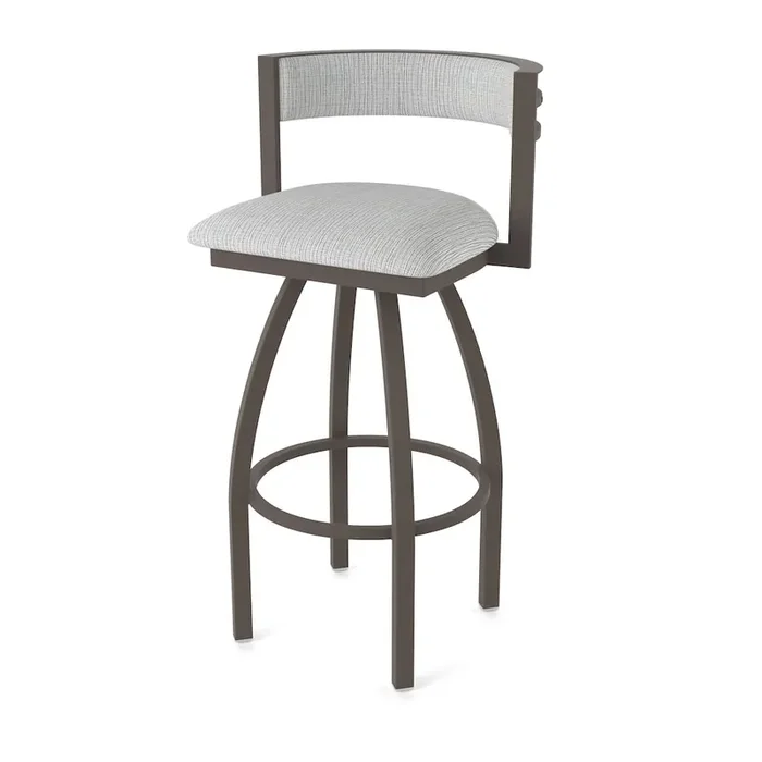 Swivel Bar Stool with Bronze Finish and Graph Alpine Seat and Back