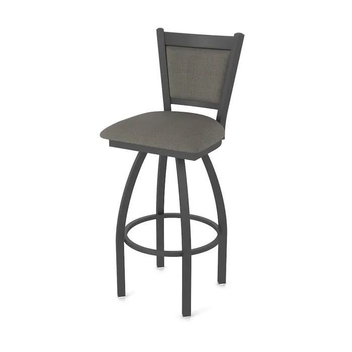 Swivel Counter Stool with Pewter Finish and Graph Chalice Seat and Back