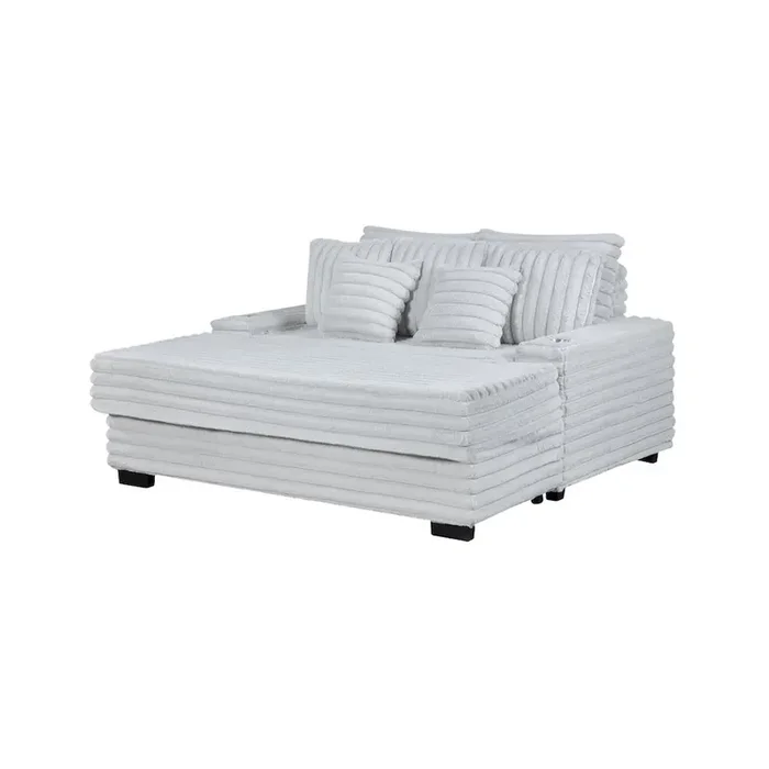 Symphony 67″W Light Gray Corduroy Oversized Sofa Chaise Lounge Chair
