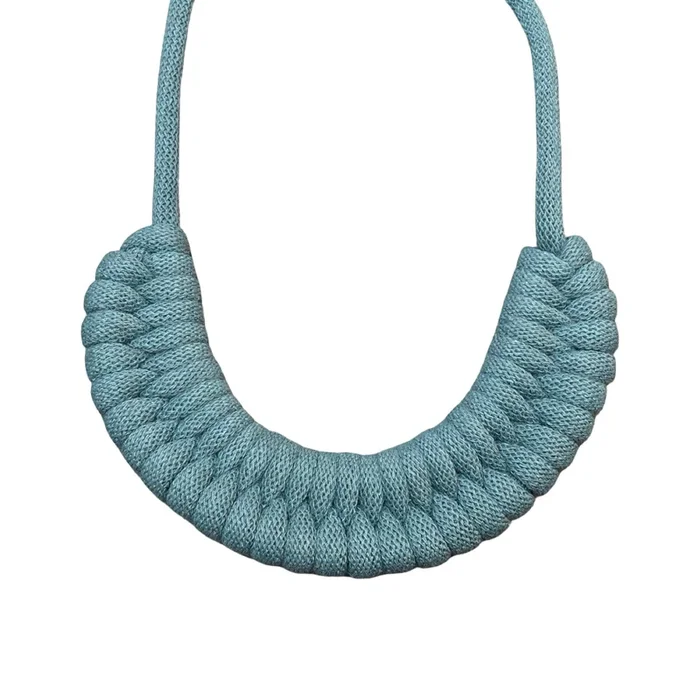 Teal Knotted Cotton Cord Necklace