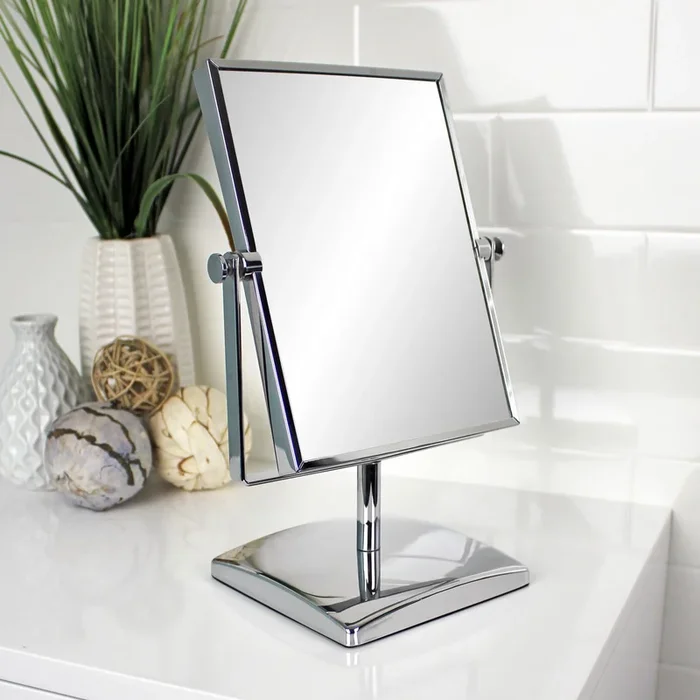 Teris 3x Magnifying Chrome Square Vanity Mirror