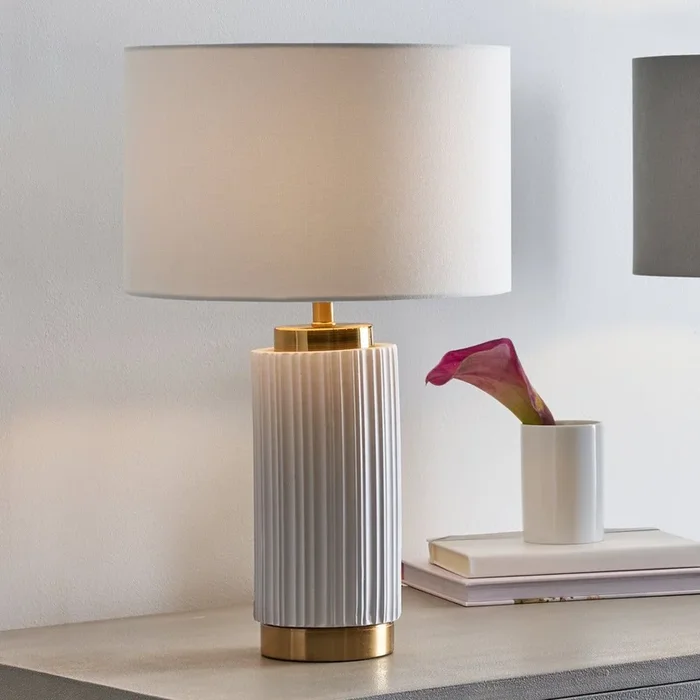 Textured Dark Green and Gold Ceramic Art Deco Table Lamp