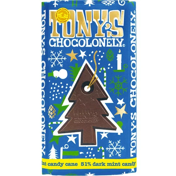 Tony’s Chocolonely 51% Dark Mint Candy Cane Chocolate Bar