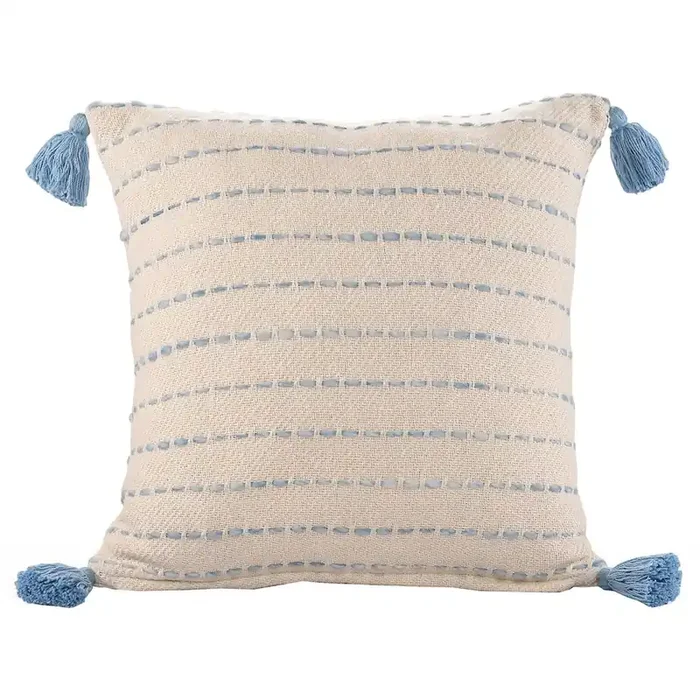 Torrent Cotton Blend Poly Filled Pillow in Blue/Ivory, 20″ x 20″