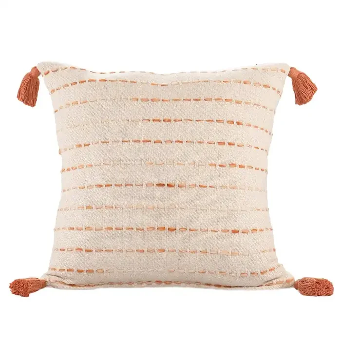 Torrent Cotton Blend Poly Filled Pillow in Pink/Ivory, 20″ x 20″