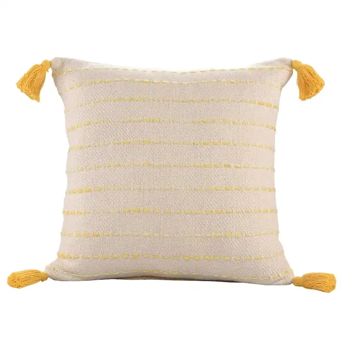 Torrent Cotton Blend Poly Filled Pillow in Yellow/Ivory, 20″ x 20″