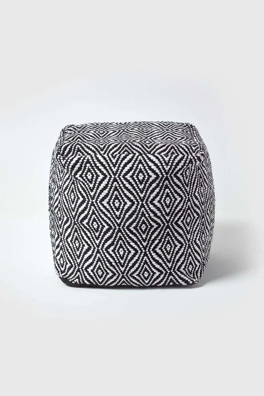 Trance Diamond Pattern Square Bean Filled Pouffe, 40 cm