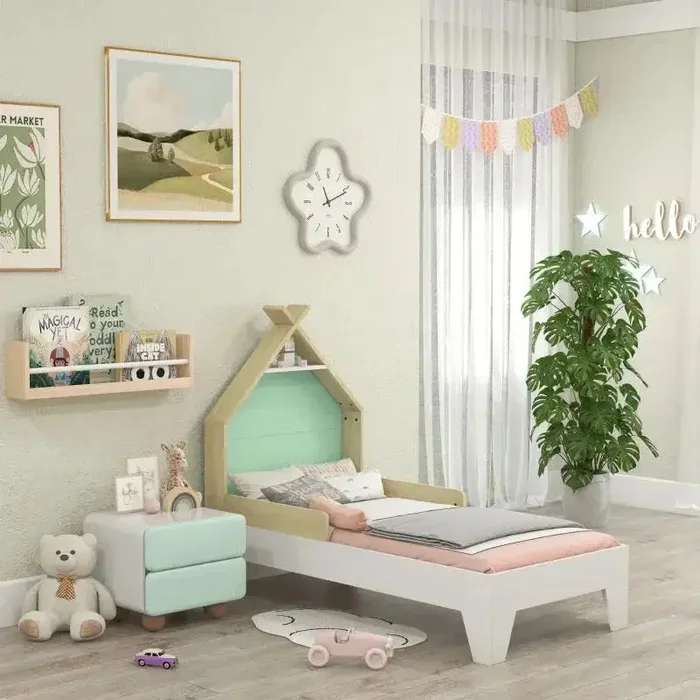 Tree House-Style Toddler Bed – 144x74cm | Safety Guardrails and Whimsical Design AIYAPLAY
