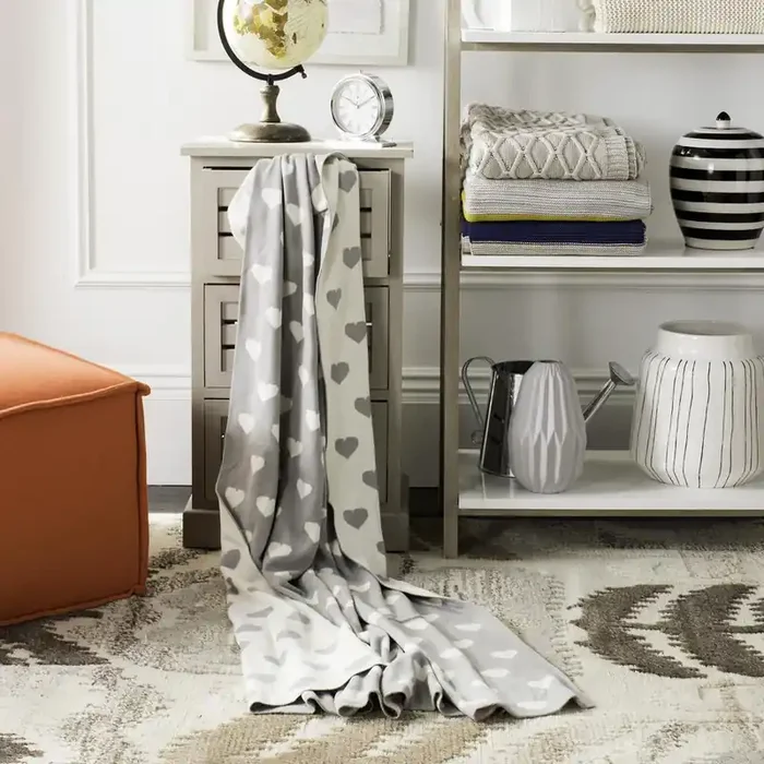 Truelove Knit Throw, Light Grey/Natural