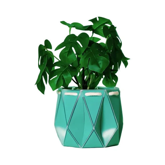 Turquoise Origami Plant Pot
