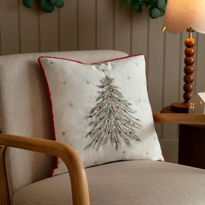 Twinkling Tree Embroidered Cushion