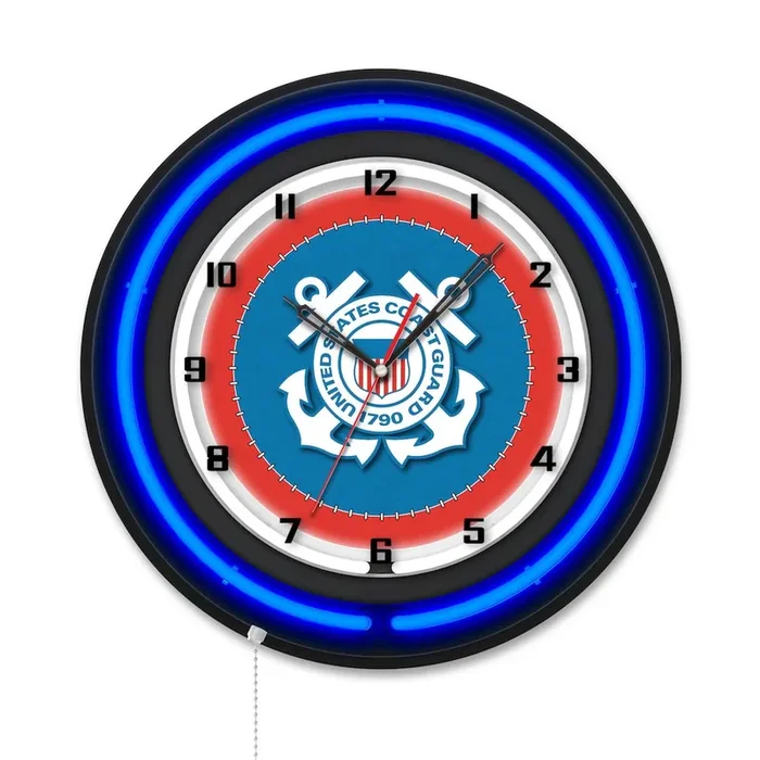 United States Coast Guard 19″ Double Neon Wall Clock