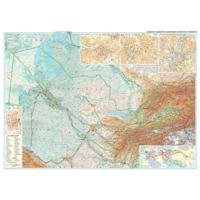 Uzbekistan Gizi Geographical Wall Map