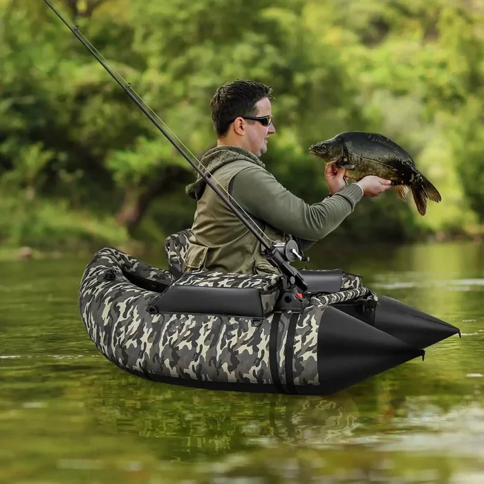 V-Shaped Fishing Float Tube – Camouflage | Adjustable Rod Holder COSTWAY