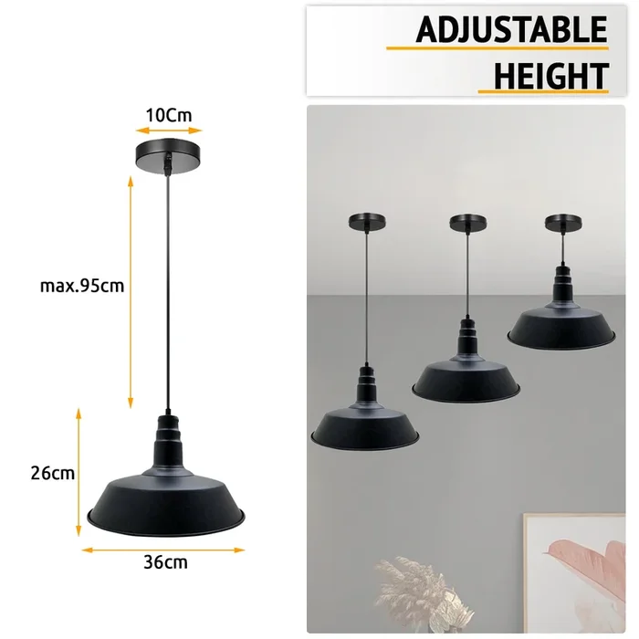 Vintage Barn slotted Brushed Black Metal Ceiling Pendant Light~2847