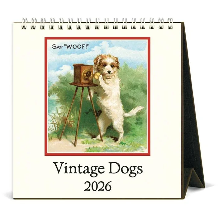 Vintage Dogs 2026 Desk Calendar