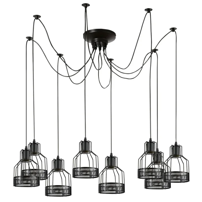 Vintage Pendant Light | 8-Arm | Spider | Adjustable Height | Metal ~2410