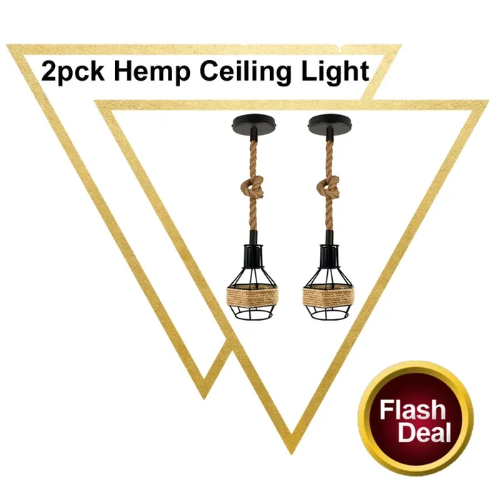 Vintage Pendant Shade Modern Hanging Retro Lighting Industrial Metal Hemp Ceiling Light~1630