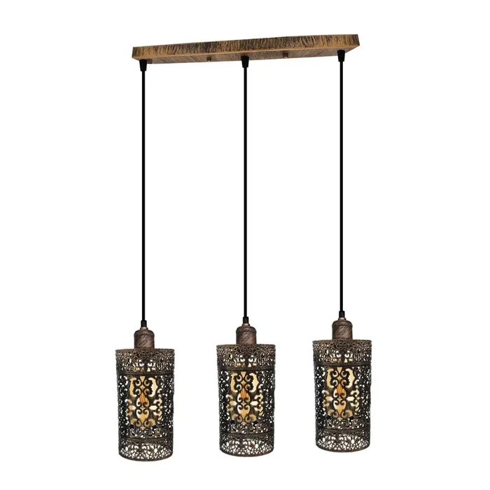 Vintage Retro 3 Way Drum Cylinder Brushed Copper Pendant Light~2864