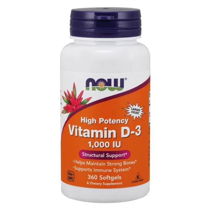 Vitamin D3 1000 IE D – 3 aus Lanolin 360 Kapseln NOW FOODS