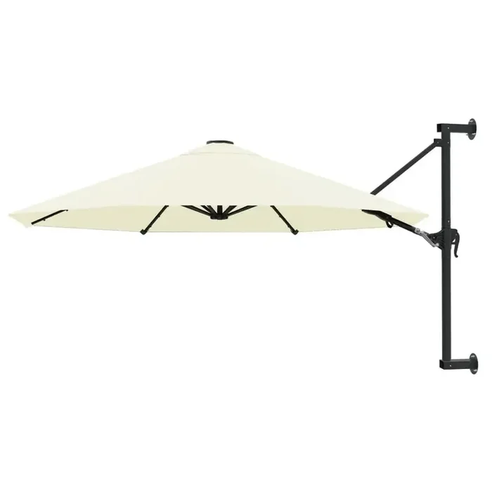 Wall-Mounted Parasol – 3m Sand Canopy | 28 LED Lights with Crank Lift VIDAXL