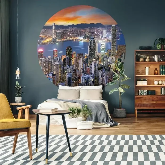 Wallpaper ‘Circle Skyline by Night’ Ø190 cm
