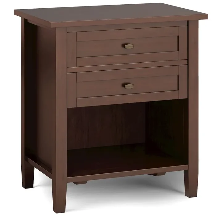 Warm Shaker Solid Wood Bedside Table In Russet Brown