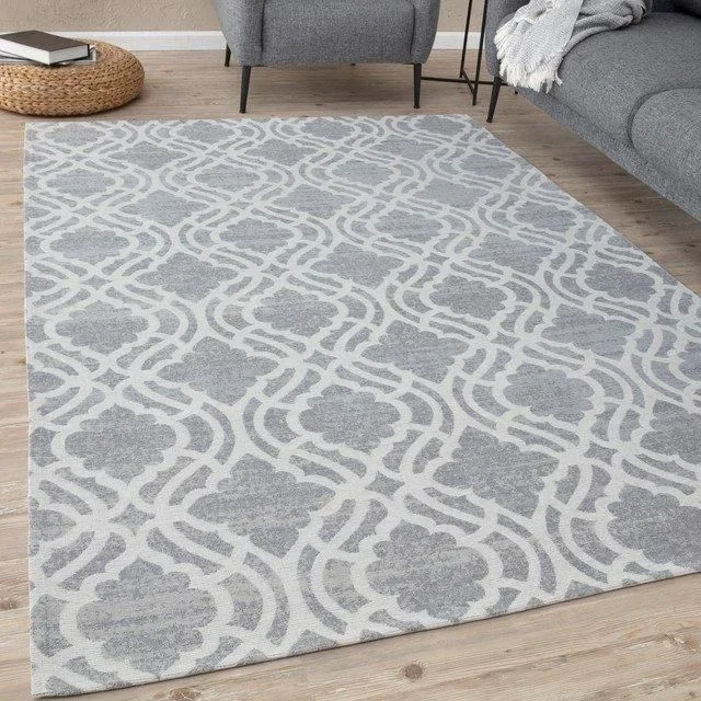 Washable Rugs for Living Room Kitchen Bedroom Trellis Design Grey Machine Washable Area Rugs and Runners 6901
