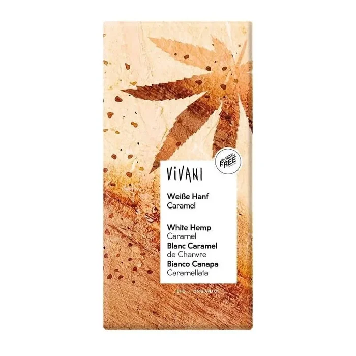 Weiße Vanilleschokolade mit karamellisierten Hanfsamen BIO 80 g – VIVANI