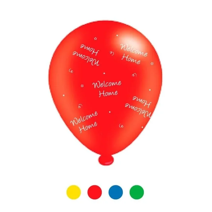 “Welcome Home” Design Latex Balloons Assorted Colours 8 Pack – Case of 6