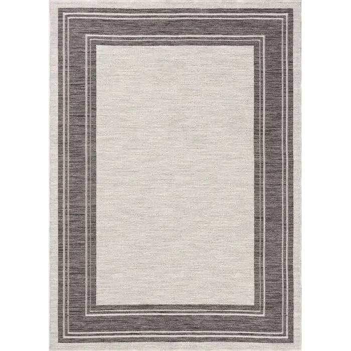 Westport Ivory/Gray Bordered PET Yarn Indoor/Outdoor Area Rug