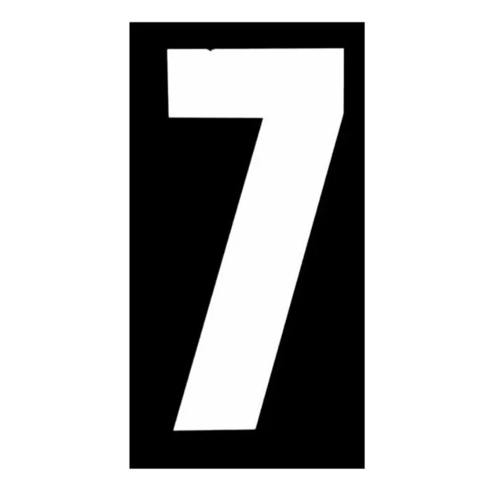 Wheelie Bin Sticker White High Visibility Reflective – Number 7