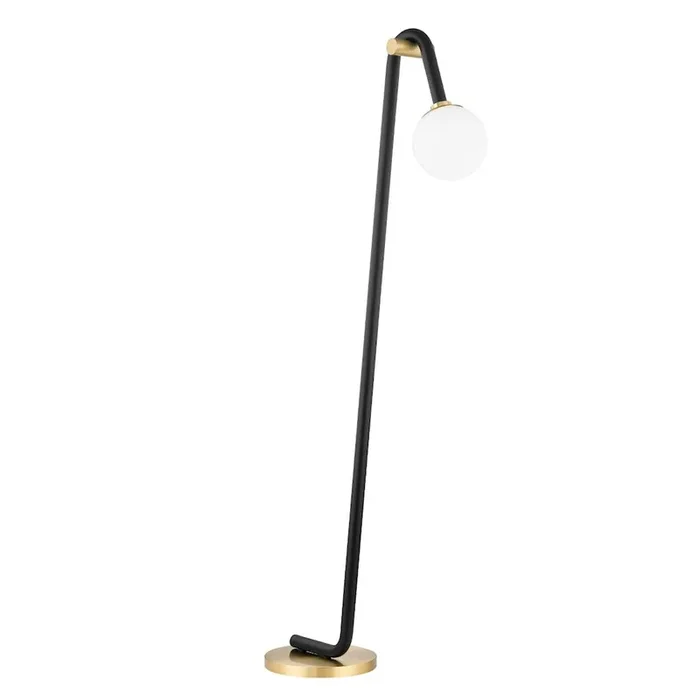 Whit Floor Lamp In Aged Brass/Black Color