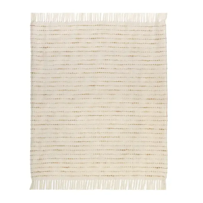 White/ Abobe Striped Ombre Farmhouse Flatweave Throw Blanket