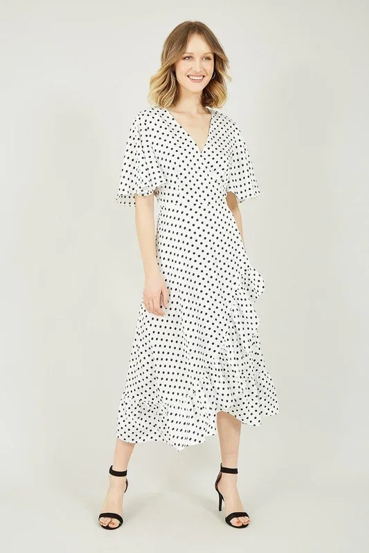 White Polka Dot Wrap Dress
