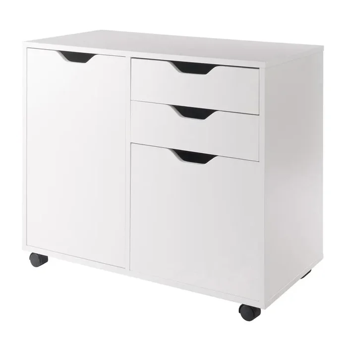 White Small File Cabinet – Mobile Wood Filing Cabinet with Drawers