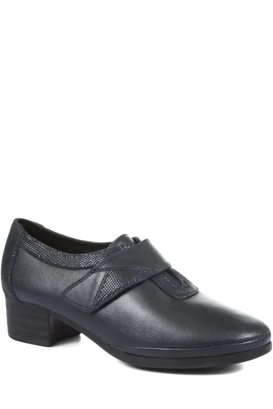 Wide Fit Leather Touch Fastening Trouser Shoe