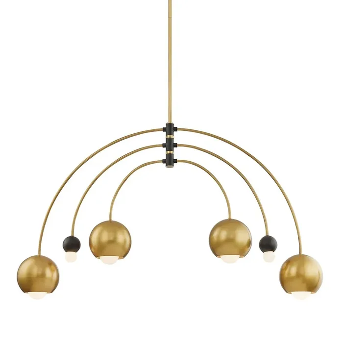 Willow Chandelier In Aged Brass/Black Color