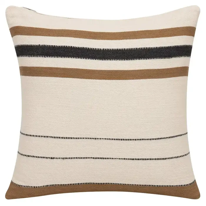 Wilmington Cotton Poly Filled Pillow in Ivory/Brown, 20″ x 20″