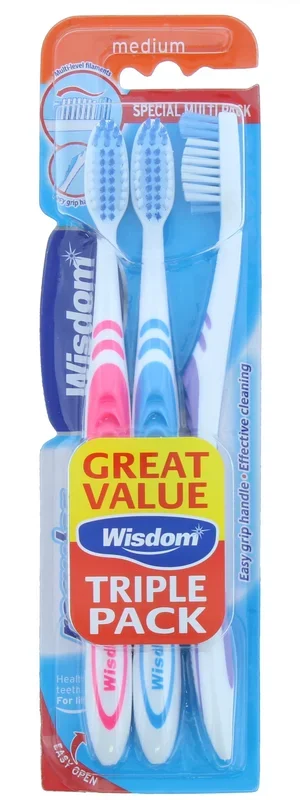 Wisdom Regular Fresh Medium Toothbrush x3 Pack