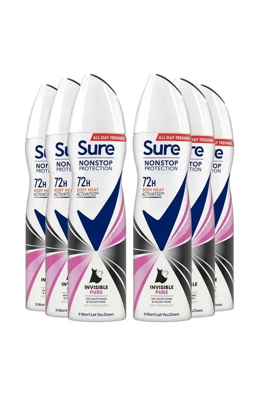 Women ‘Anti-Perspirant’ 72H Protection Deo Invisible Pure, 6x150ml