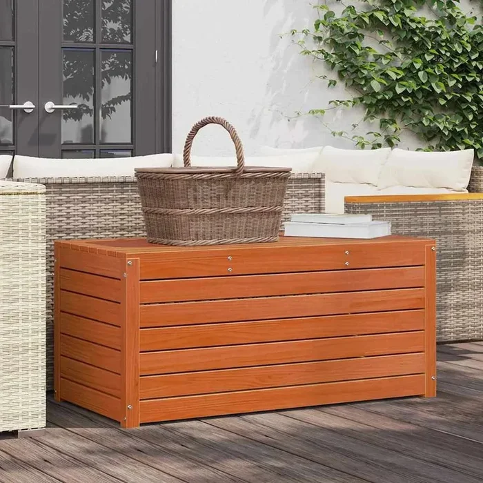 Wooden Garden Storage Box – Wax Brown Solid Pine | 101cm Outdoor Storage VIDAXL