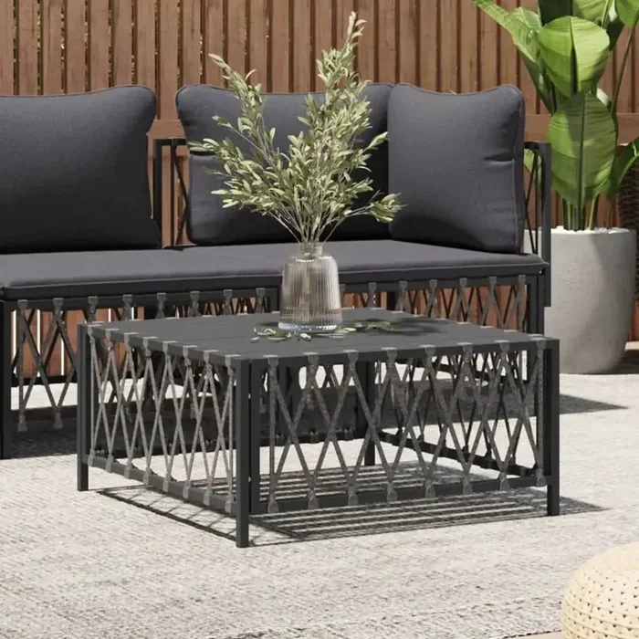 Woven Fabric Garden Table in Anthracite (70 x 70 x 34cm)