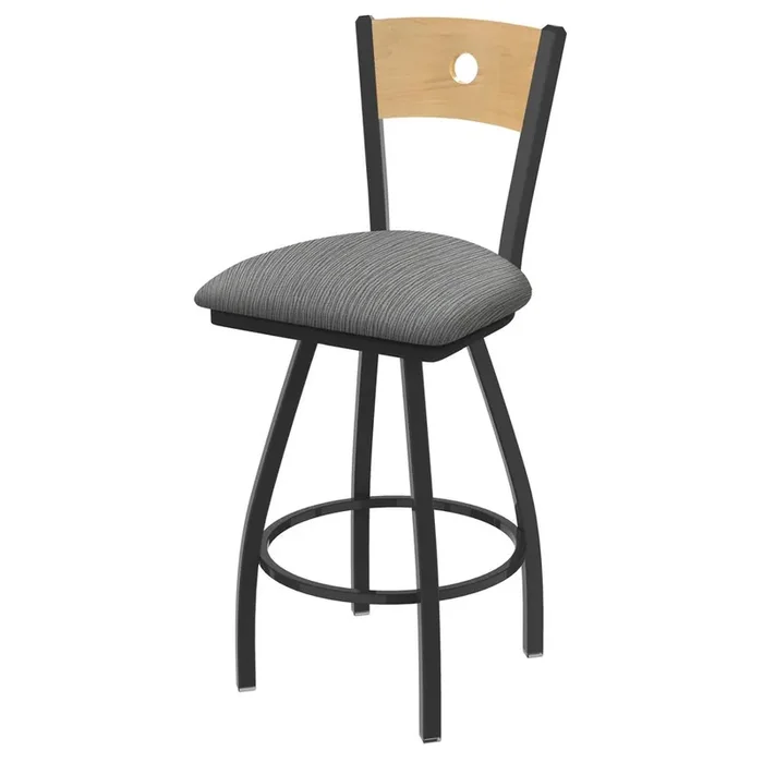 XL 830 Voltaire 30″ Swivel Counter Stool with Pewter Finish, Natural Back, and Graph Alpine Seat