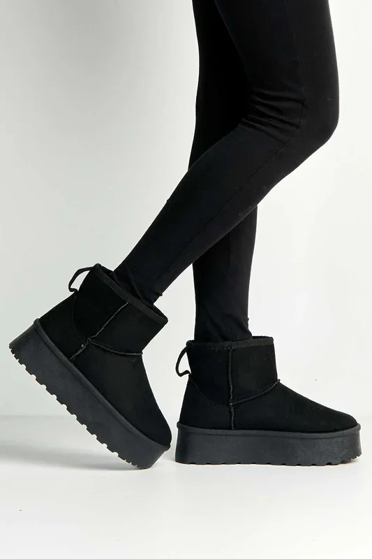 Yulla Flatform Faux Fur Lining Flatform Ankle Boots