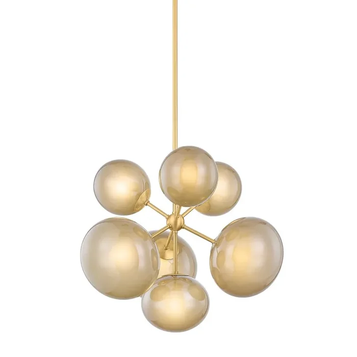 Zaley Chandelier, Aged Brass Color, Diameter 28
