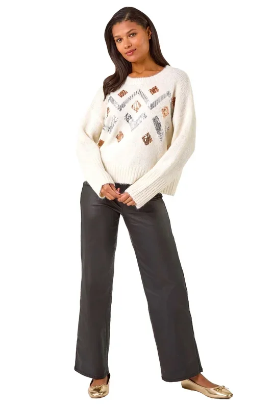 Zig Zag Diamond Detail Knit Jumper