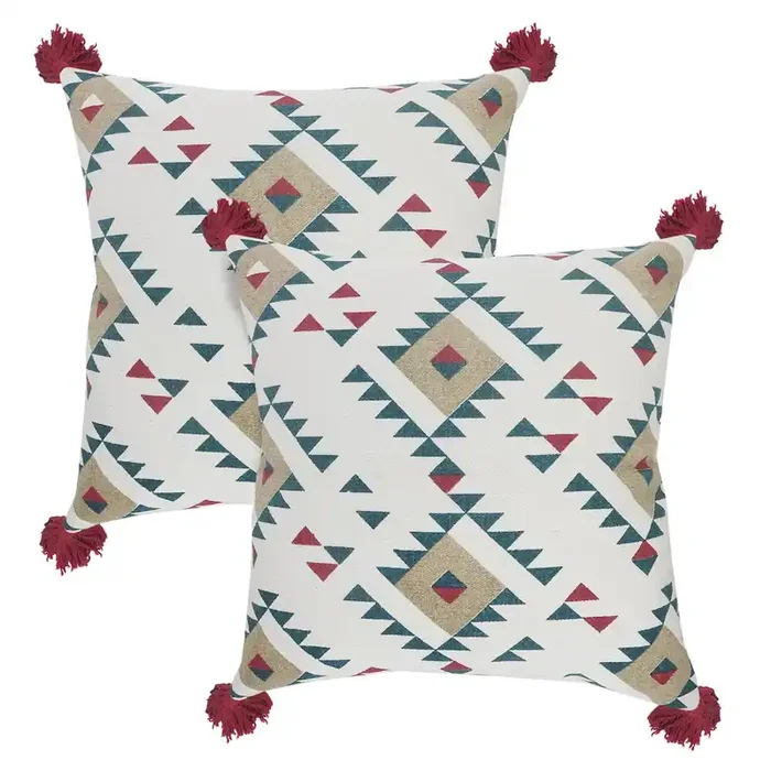 Zion Cotton Pillow Set of 2 in White, 20″ x 20″