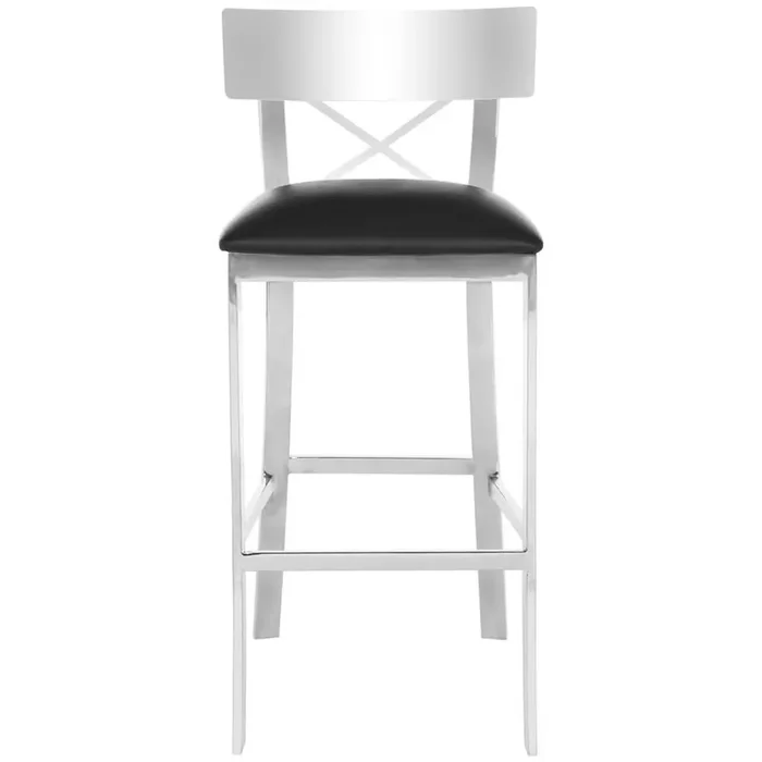 ZOEY 39‘‘H STAINLESS STEEL CROSS BACK BAR STOOL, FOX2034A